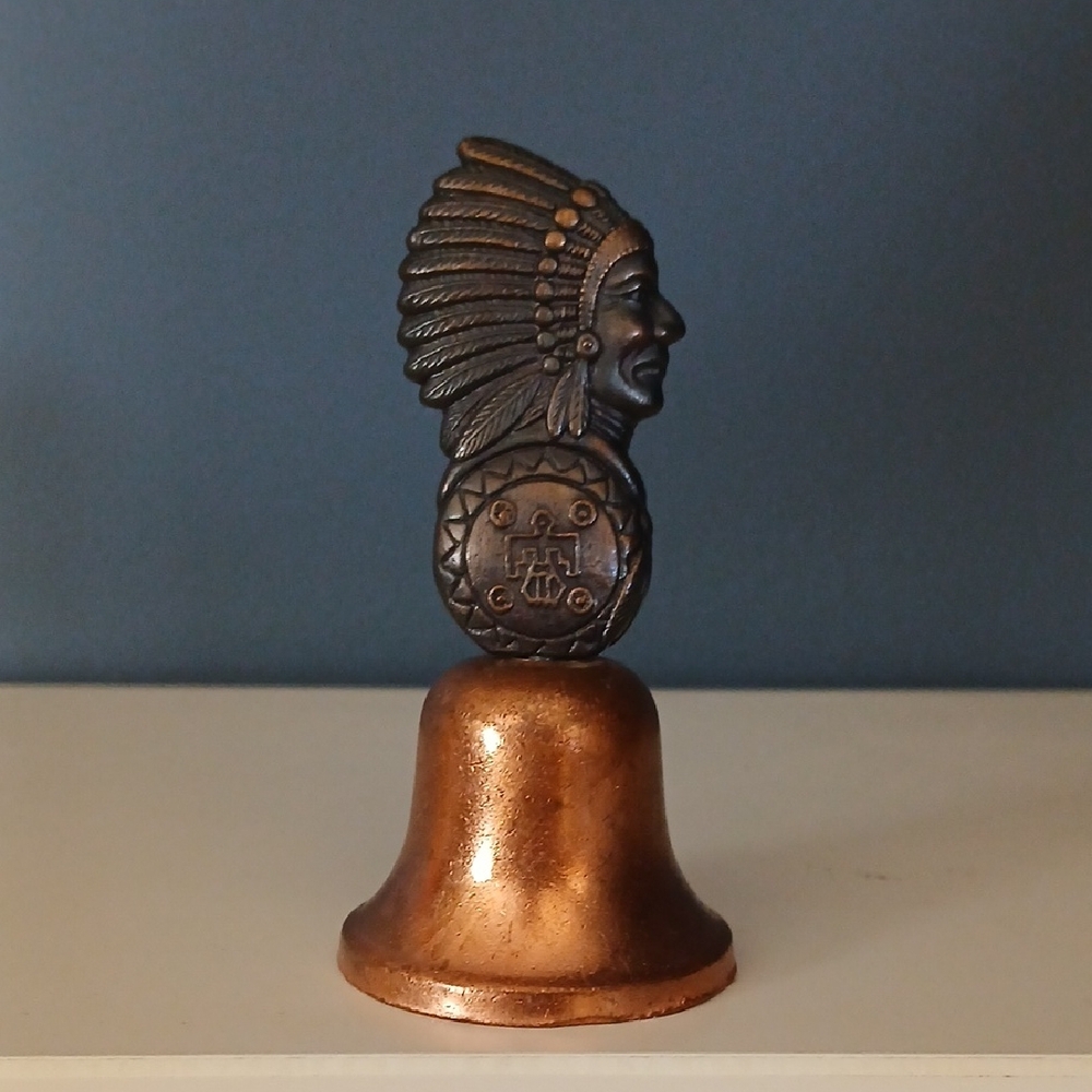Bronze Decorative Bell with Native American Design